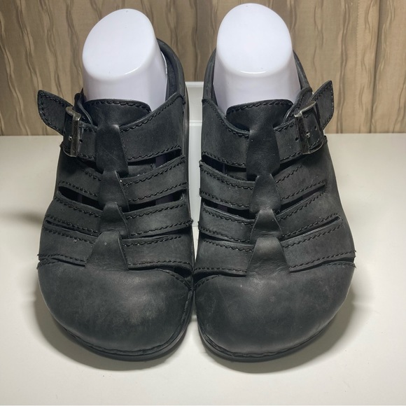 Tatami Birkenstock Women’s 8 Men's 6 Black Leather Clogs Mules Slip On - Picture 5 of 16